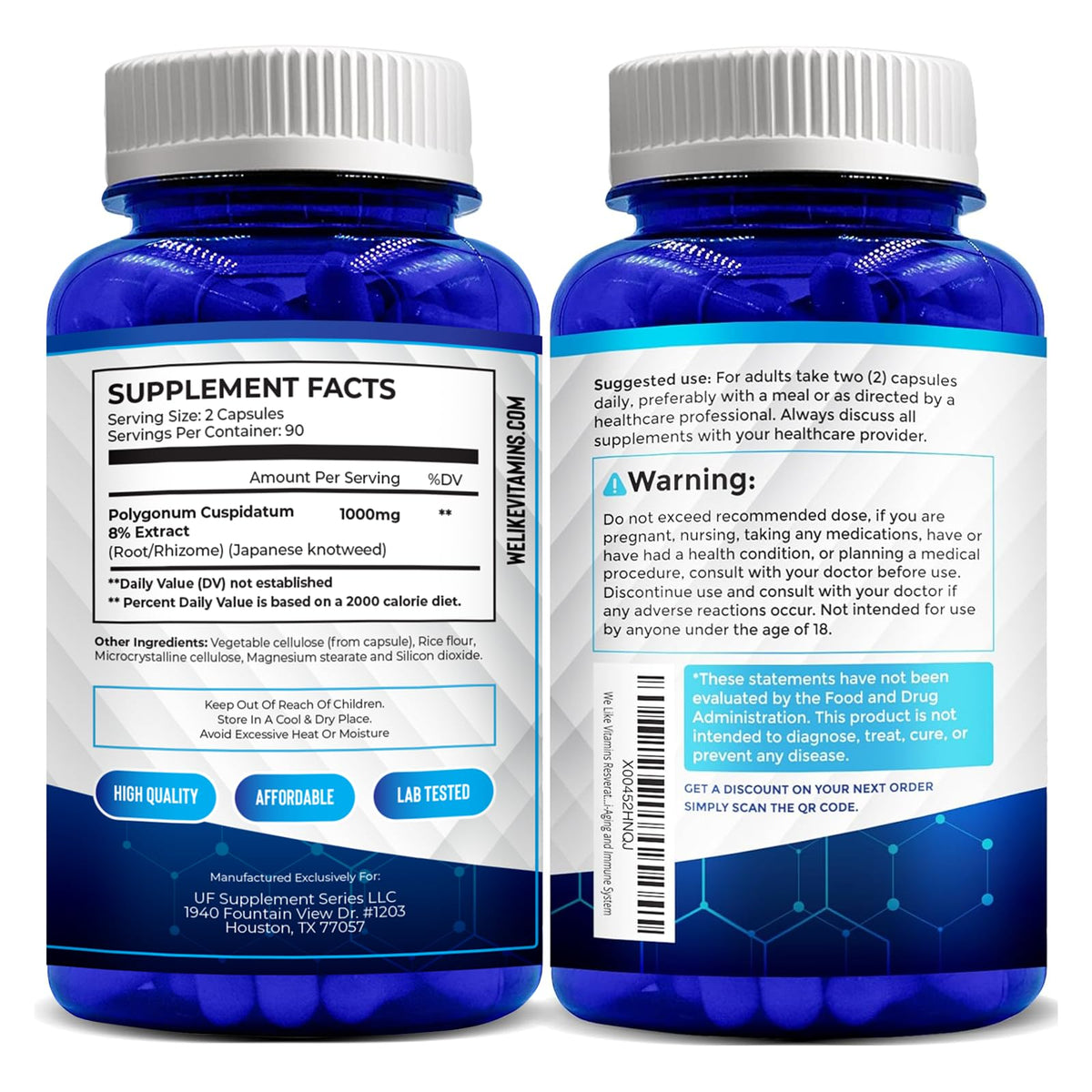 We Like Vitamins Resveratrol 1000mg per Serving – 180 Veggie Capsules BritishVita | Premium UK Vitamins & Wellness Supplements