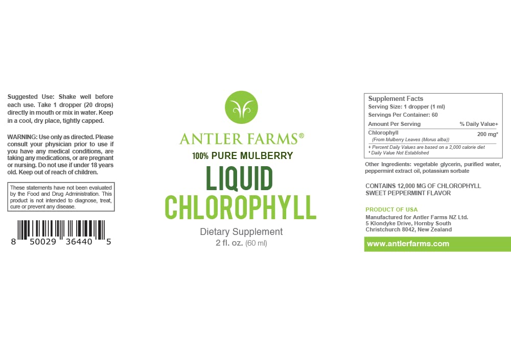 Antler Farms – 100% Natural Liquid Chlorophyll Drops, 12,000 mg, Mint Flavor, 60 Servings