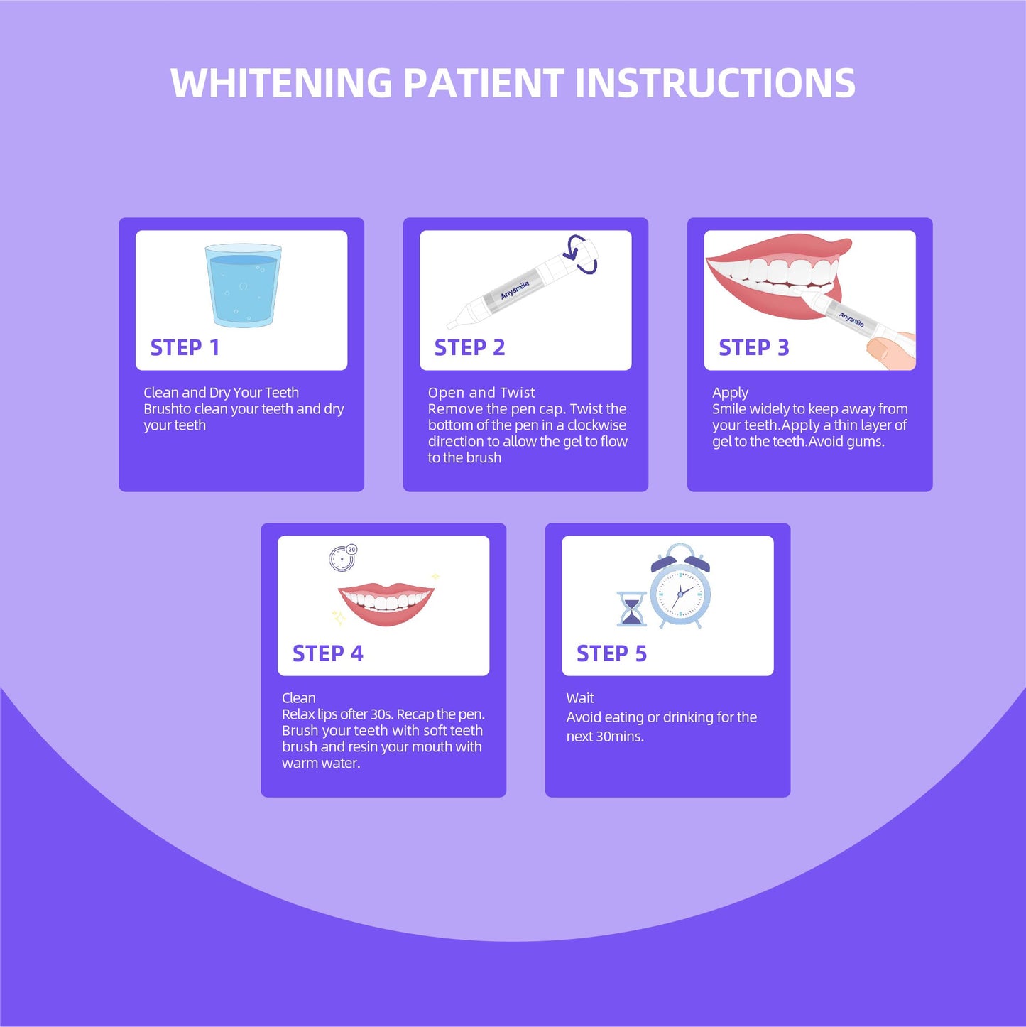 Anysmile Teeth Whitening Pens – Non-Sensitive, 20% Carbamide Peroxide, 4x 2ml Pens