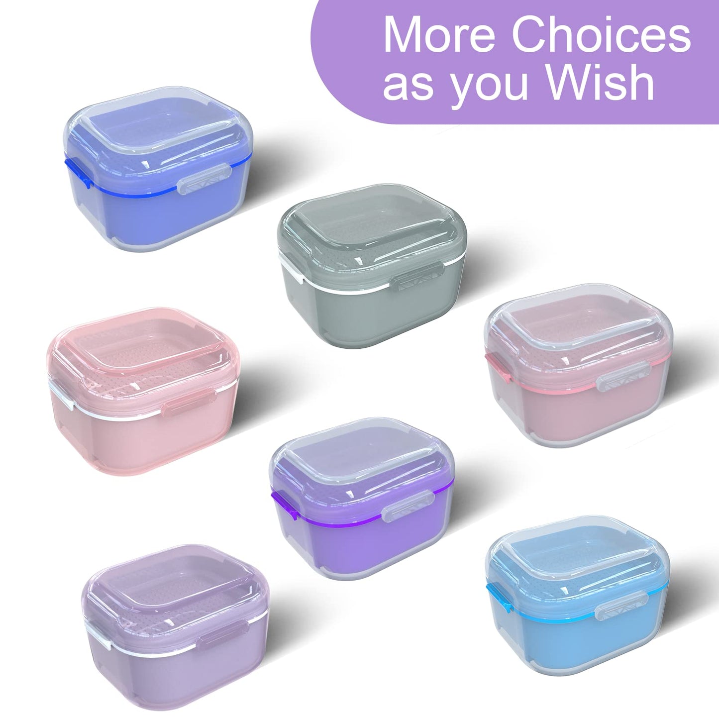 ARGOMAX Denture Case, Denture Cup for Soaking Dentures (Not Leak-Proof) – Thorough Cleaning of Dentures, Retainer, Mouthguards, Clear Braces, Dark Purple