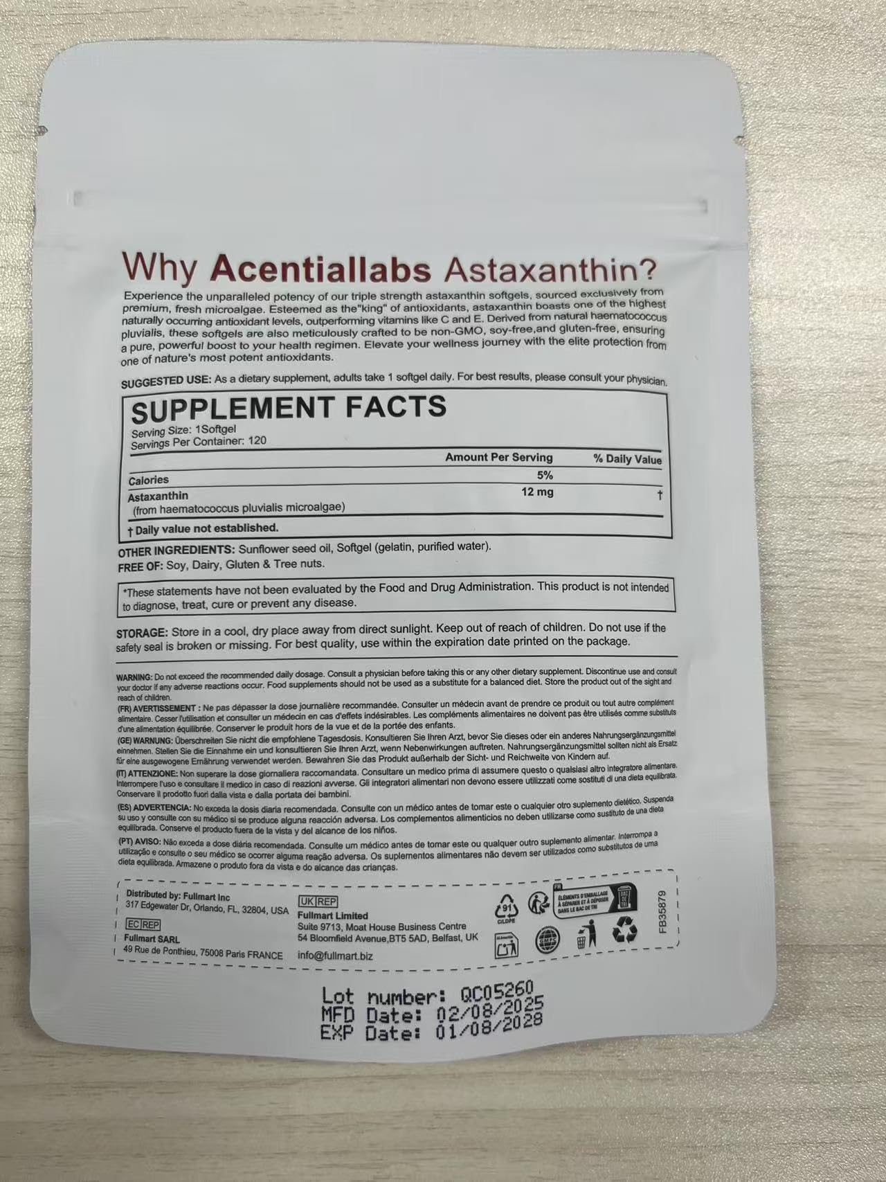 Arkture Astaxanthin 12mg | 120 Softgels – 4-Month Supply | Antioxidant Support