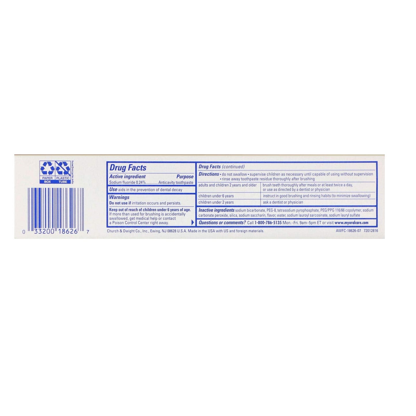 Arm & Hammer Advance Toothpaste with Baking Soda & Peroxide - Tartar Control, White, 6 oz