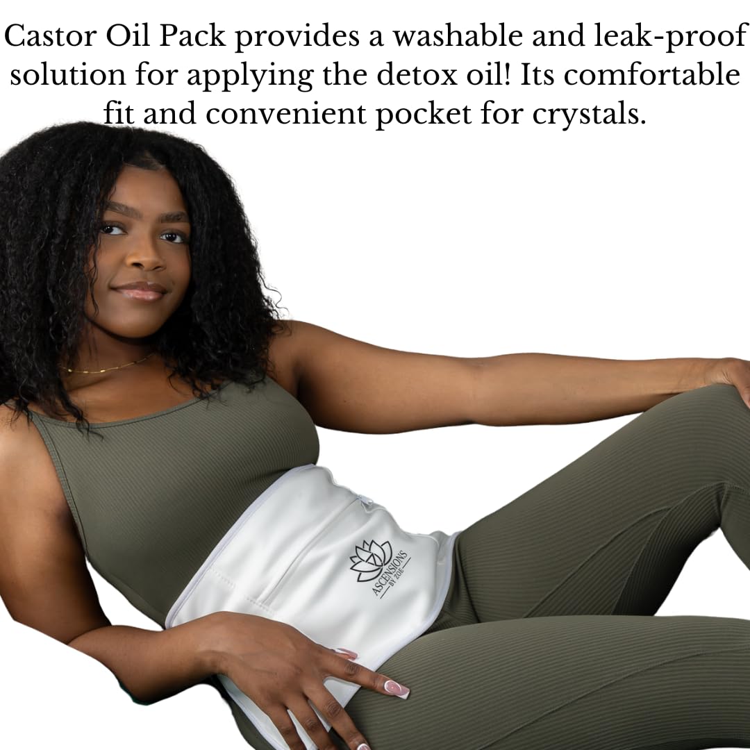Ascensions By Zoe Castor Oil Pack - Washable Pocket for Crystals, Waist Wrap (Small)