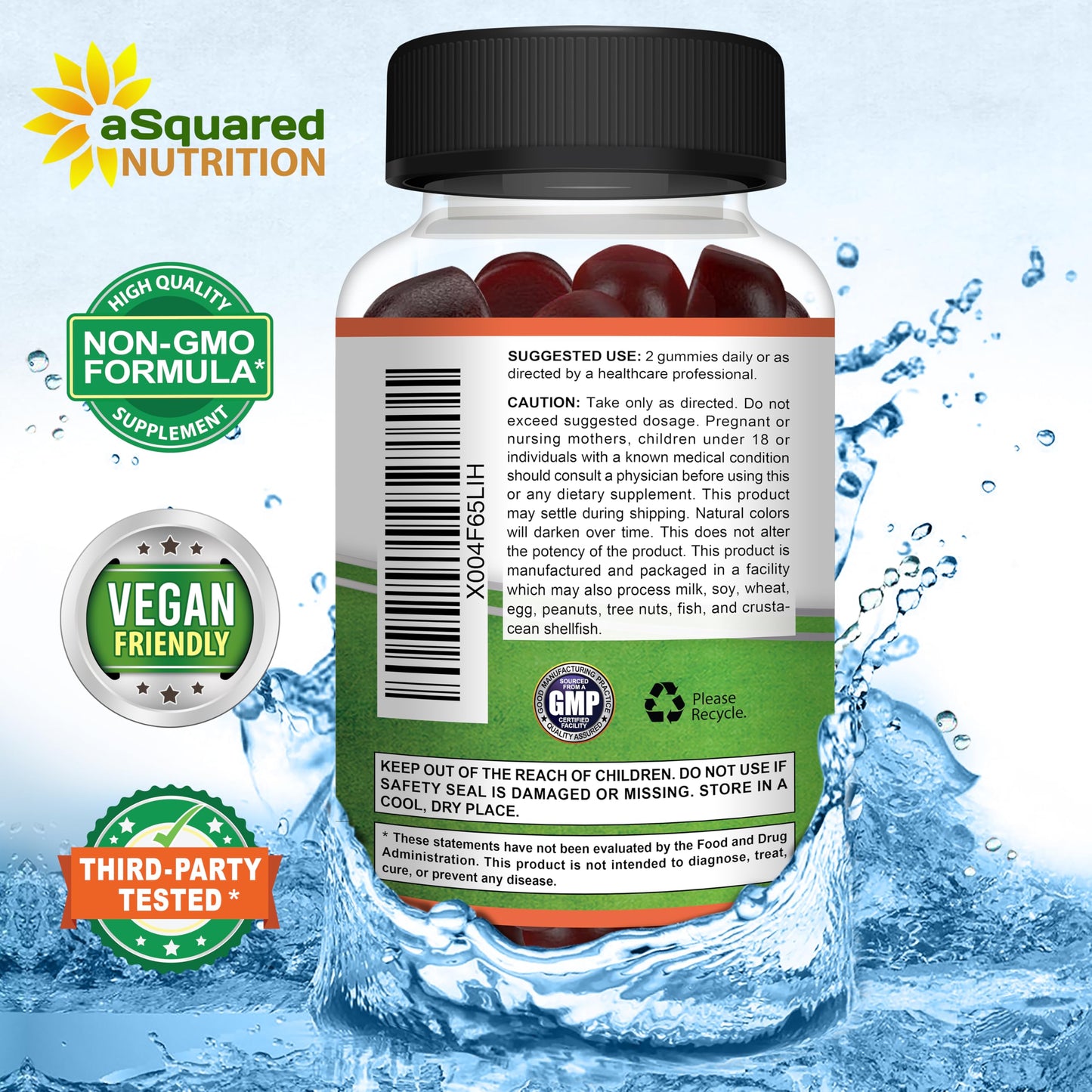 aSquared Nutrition Mushroom Gummies - 10x Complex Mushroom Blend for Energy, Focus & Immune Support