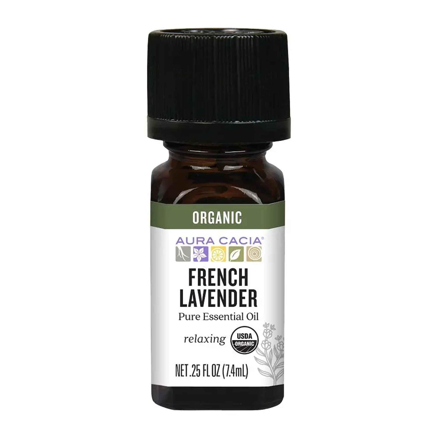 Aura Cacia Lavender French Organic Pure Essential Oil – 0.25 oz