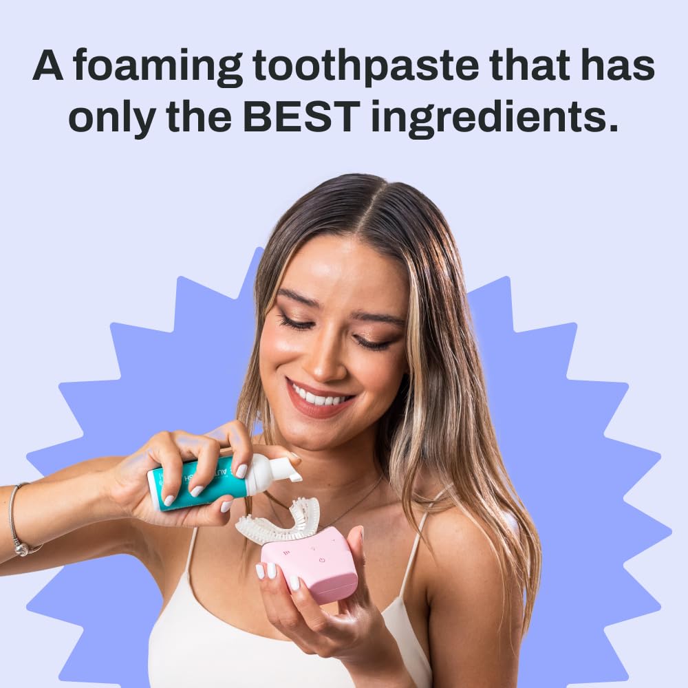 Autobrush Fluoride-Free Foaming Toothpaste for Adults - Mint, Whitening & Deep Cleaning (Pack of 3)