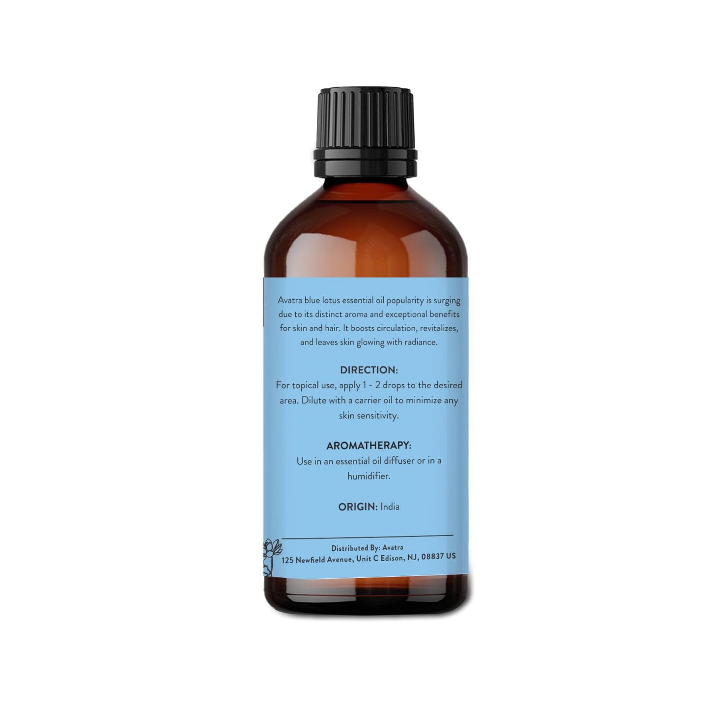 Avatra Blue Lotus Essential Oil – Undiluted, Therapeutic Grade for Diffuser, Skin & Candles (3.38 Fl Oz)
