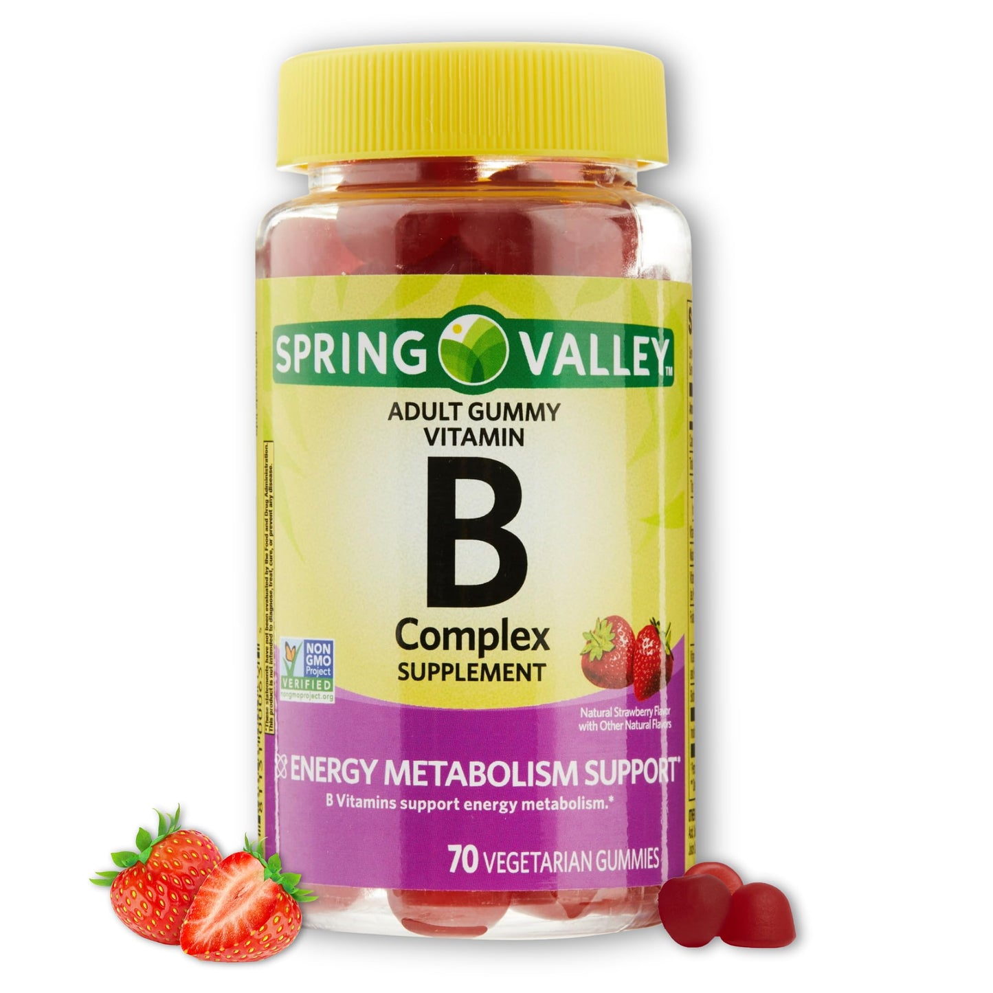 B Complex Gummies - Strawberry 70 Count (Pack of 1) | Vegetarian Vitamin B Complex
