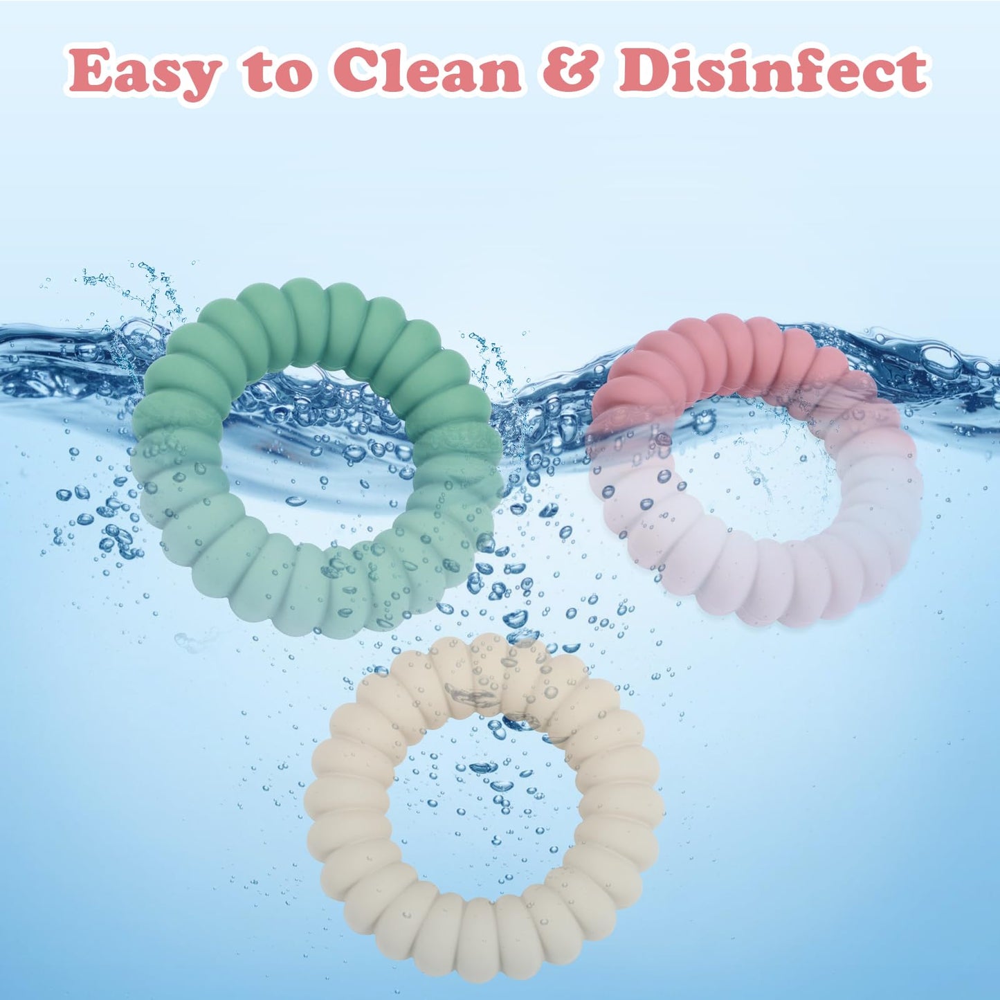 Baby Teether Toys - Silicone Teether Rings with Rattle (3 Pack)