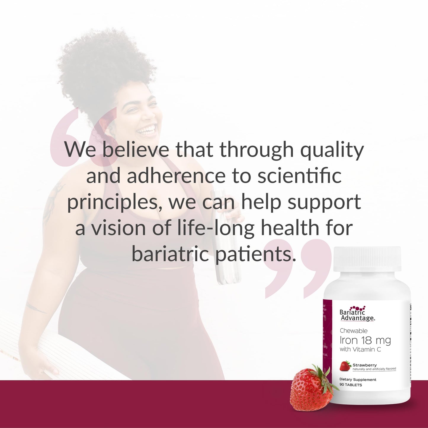 Bariatric Advantage Iron 18 mg with Vitamin C Chewable - Strawberry - 90 Tablets
