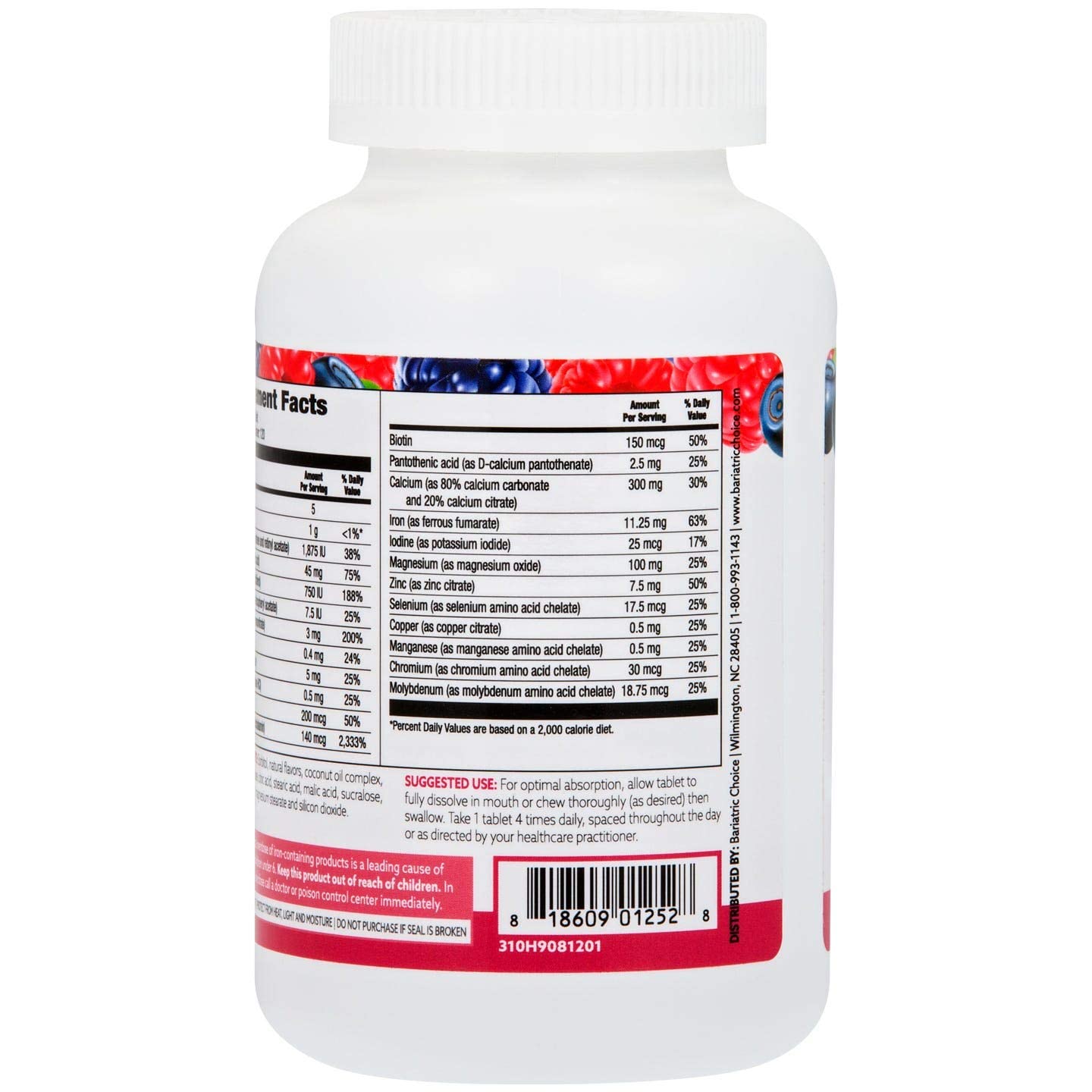 Bariatric Choice My Bariatric Chewable Multivitamin with Iron & 300mg Calcium – Berry (120ct)