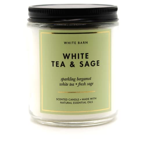White Tea & Sage 7 oz White Barn 1-Wick Candle with Essential Oils | Bath & Body Works