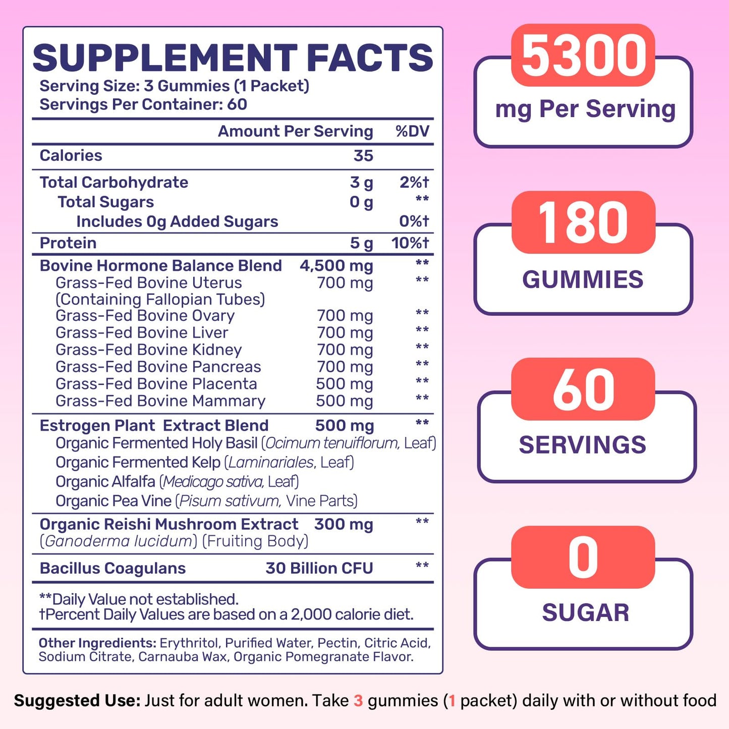 Beef Organ Supplement for Women – 180 Gummies, Grass-Fed 5300mg Liver & More