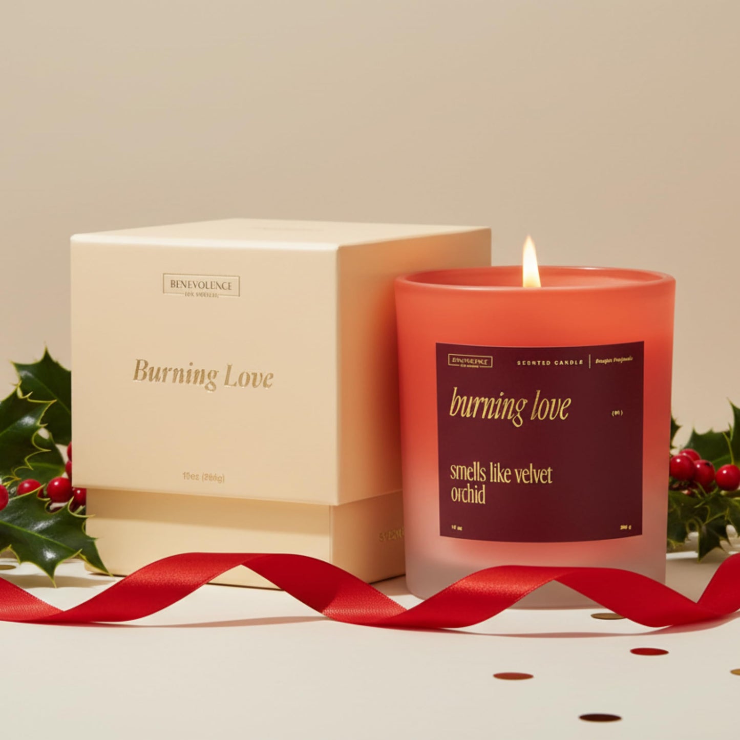 Benevolence LA Burning Love Scented Candles | 10 oz, 40-50 Hour Burn, Love Candle for Women | Romantic Gifts for Women and Men | Gift for Husband, Wife, Girlfriend | Fall Candles - Velvet Orchid