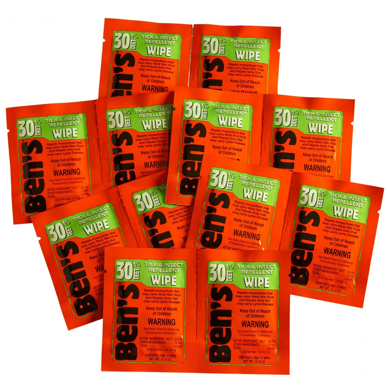 Ben's 30% Deet Mosquito & Tick Field Wipes – 24 Pack