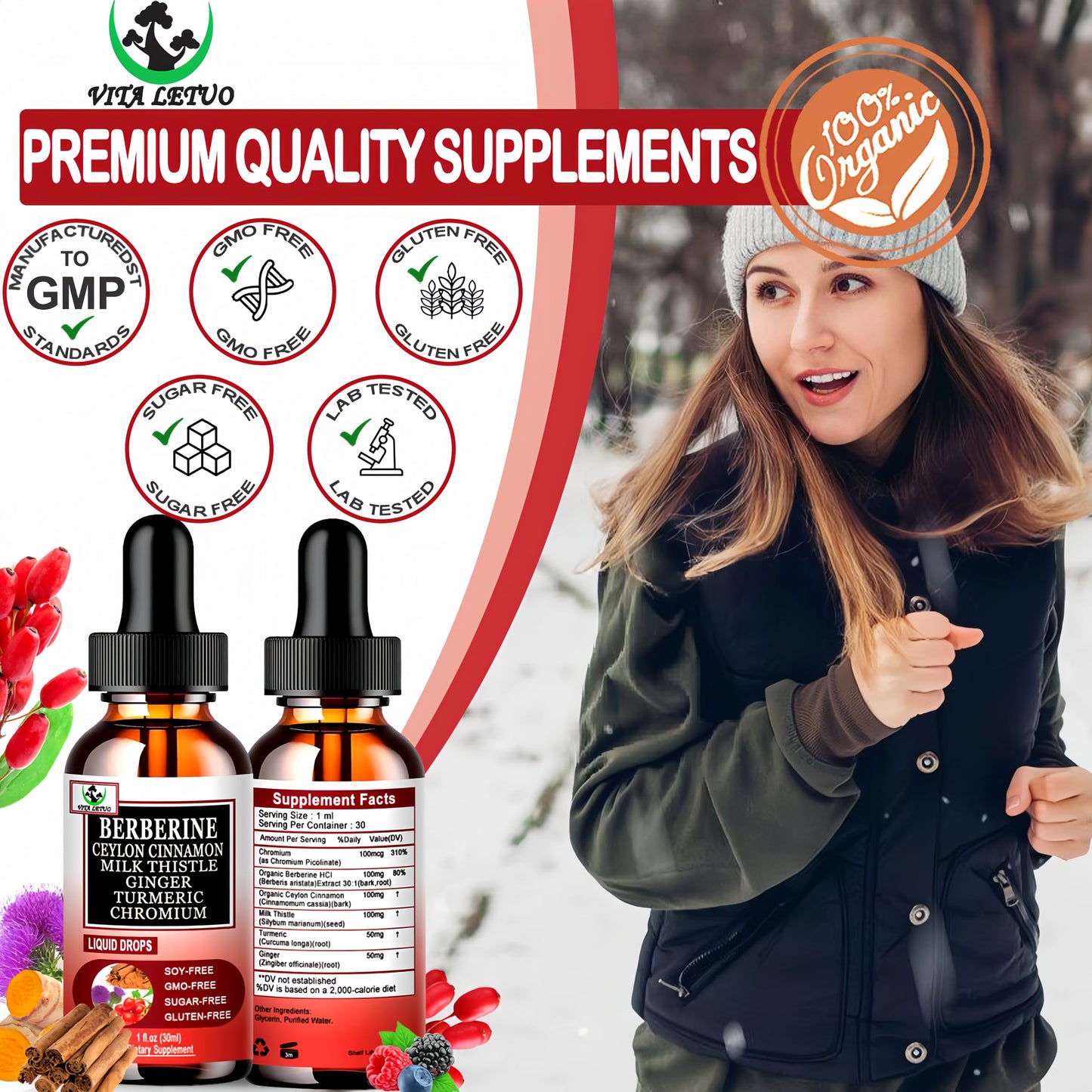 Berberine Drops - 6-in-1 High-Absorption Liquid Berberine (30 Servings)