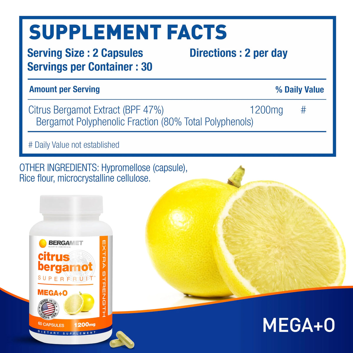 BergaMet Citrus Bergamot Supplement | 170:1 Extract, 1200mg per Serving, 80% Polyphenols BritishVita | Premium UK Vitamins & Wellness Supplements