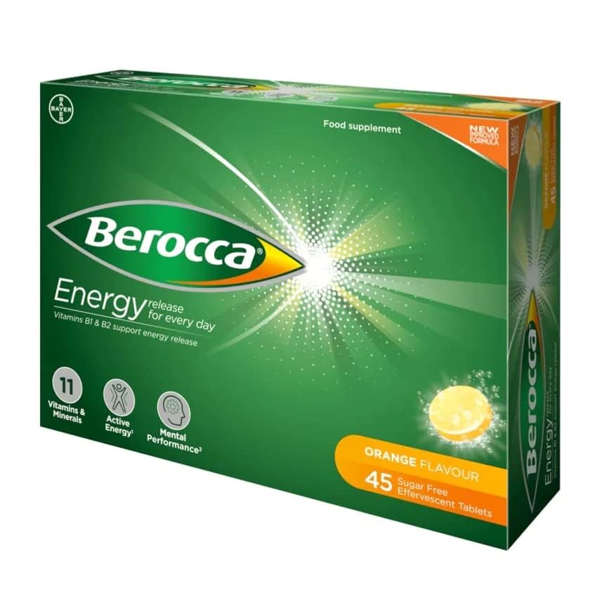 Berocca Orange Effervescent Tablets 45-Count | 12 Vitamins & Minerals BritishVita | Premium UK Vitamins & Wellness Supplements