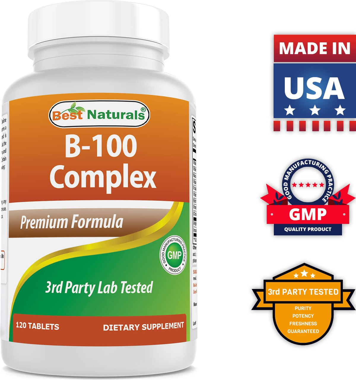 Best Naturals B-100 Complex 120 Tablets - Pack of 3 | B Complex Vitamins BritishVita | Premium UK Vitamins & Wellness Supplements