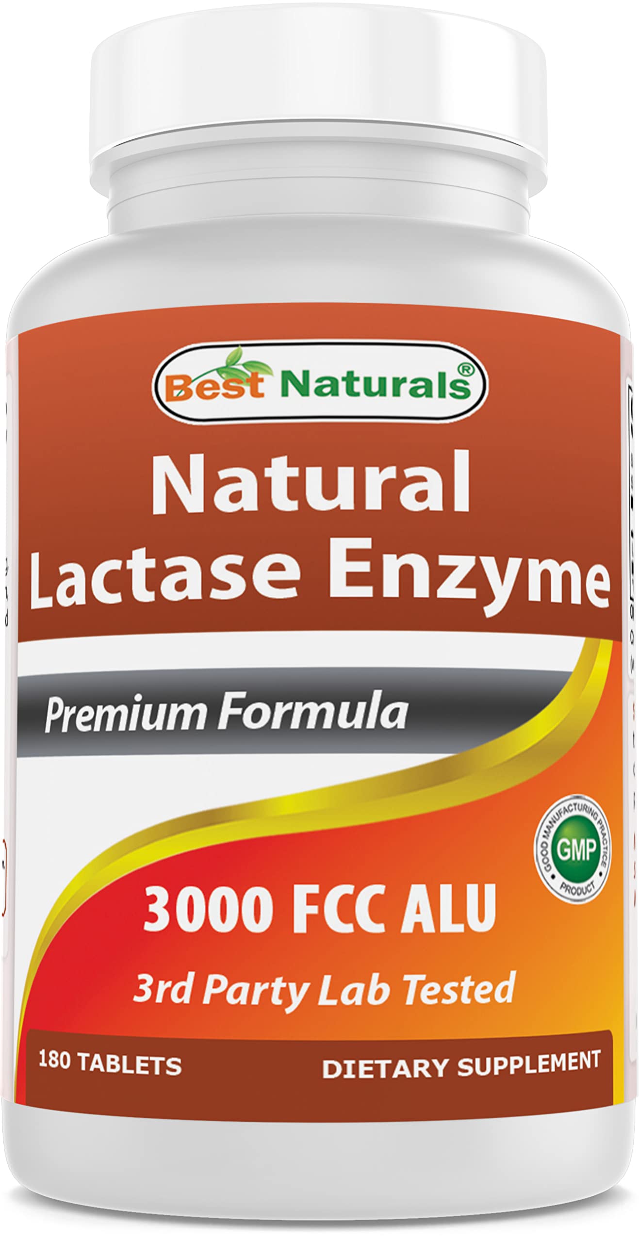 Best Naturals Fast Acting Lactase Enzyme 3000 FCC ALU - 180 Tablets (Pack of 3)