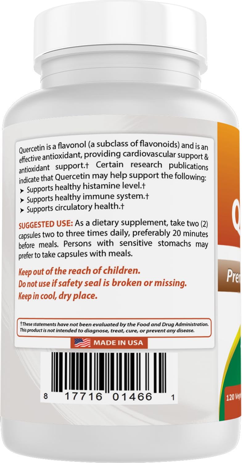Best Naturals Quercetin 1000 mg per Serving | 120 Veggie Capsules (120 Count, Pack of 1)