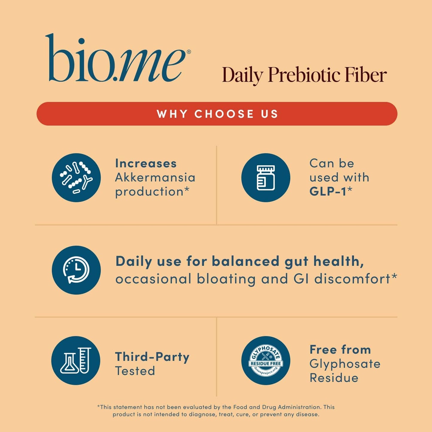 Bio.me Daily Prebiotic Fiber Powder – Chai, 7g per Serving | Digestive & Gut Health