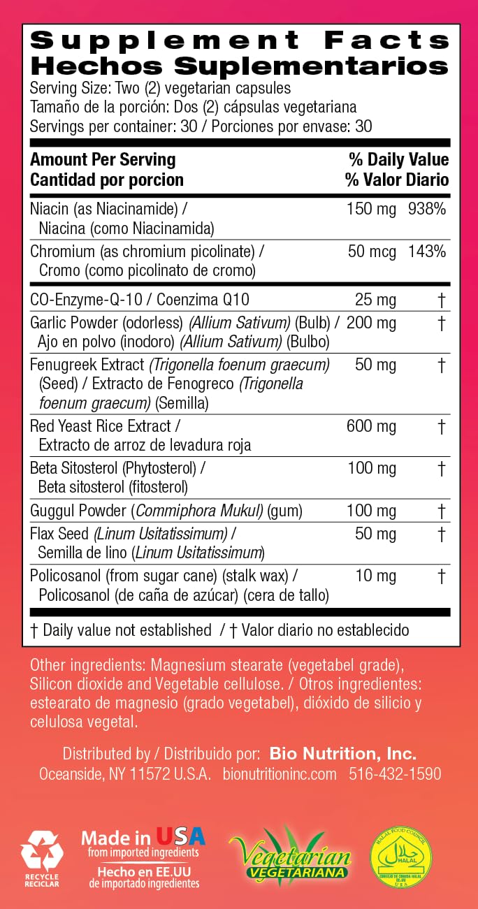 Bio Nutrition Chlolesterol Wellness 60 Vegetarian Capsules | Natural Formula BritishVita | Premium UK Vitamins & Wellness Supplements