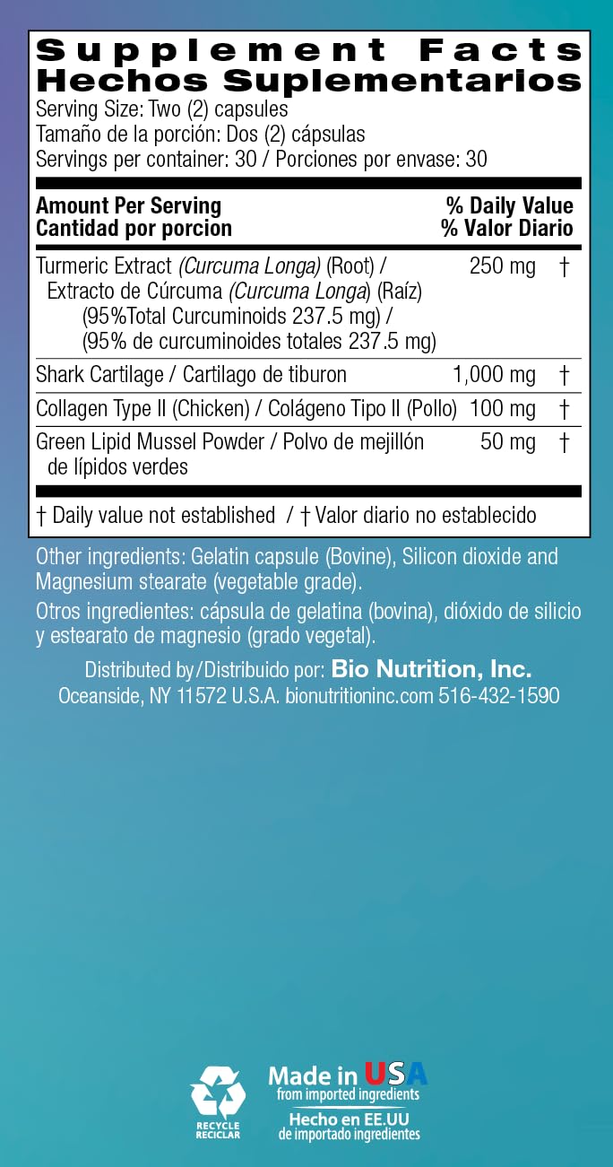 Bio Nutrition Joint Wellness with Type II Collagen - 60 Capsules - USA Made