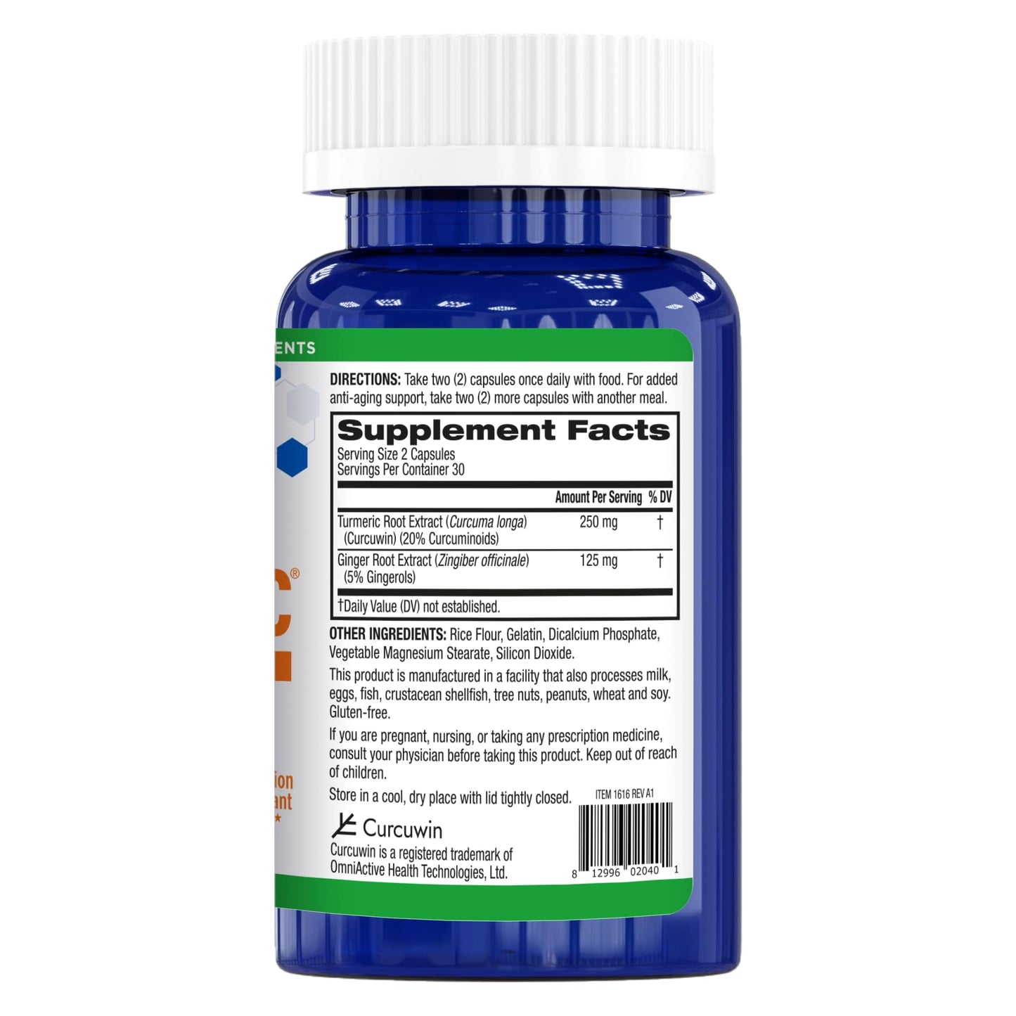 BioTrust Ageless Turmeric with CurcuWIN + Ginger – 46x Bioavailable, 60 Capsules