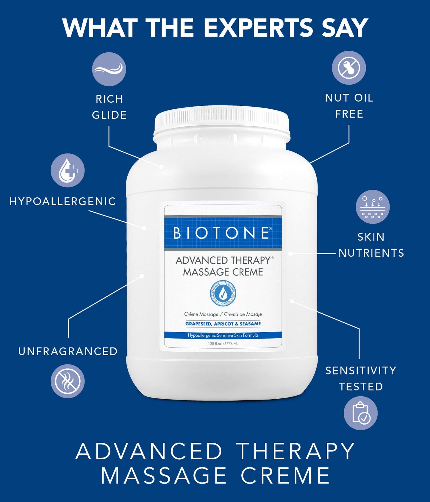BIOTONE Advanced Therapy Massage Creme – Hypoallergenic & Fragrance-Free