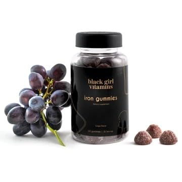 Black Girl Vitamins Iron Gummies 20 mg – Supports Iron Deficiency & Anemia | Gluten Free • Gelatin Free • Made in USA • Grape • 60 Count BritishVita | Premium UK Vitamins & Wellness Supplements