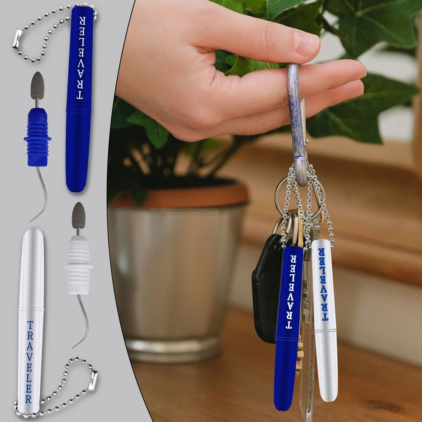 BLMHTWO 2 Pcs Metal Toothpick – Travel Dental Picks with Keychain & Stand Box