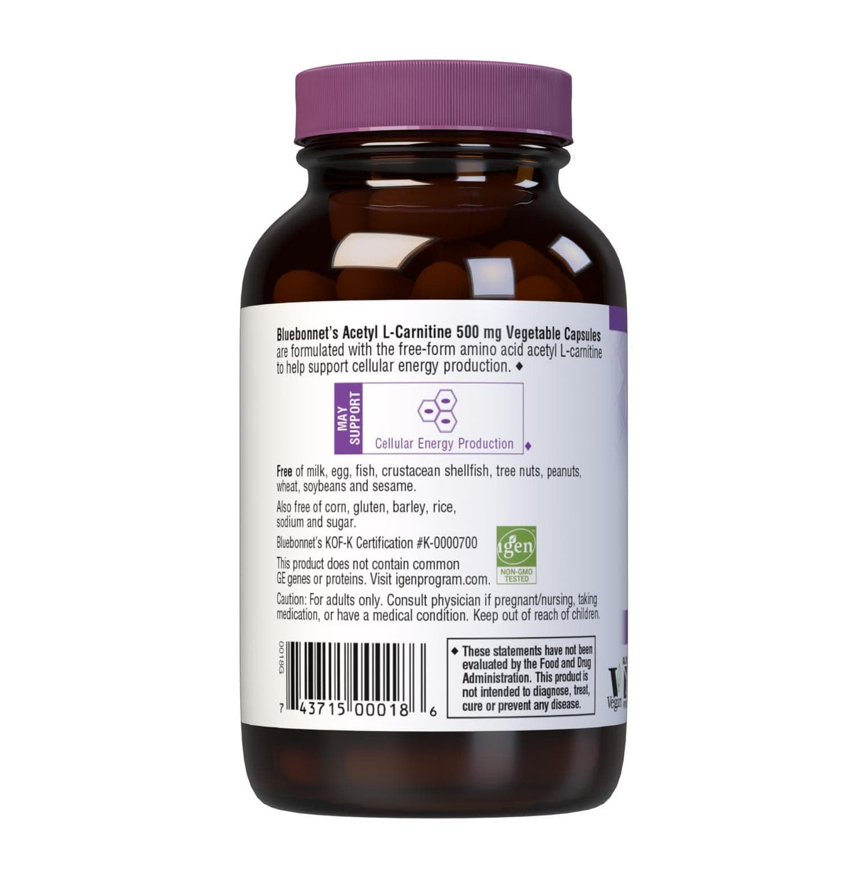 BlueBonnet Acetyl L-Carnitine 500 mg Vitamin Capsules, 60 Count BritishVita | Premium UK Vitamins & Wellness Supplements
