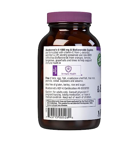 BlueBonnet Vitamin C 1000 mg + Bioflavonoids Caplets, 90 Count | Immune Support