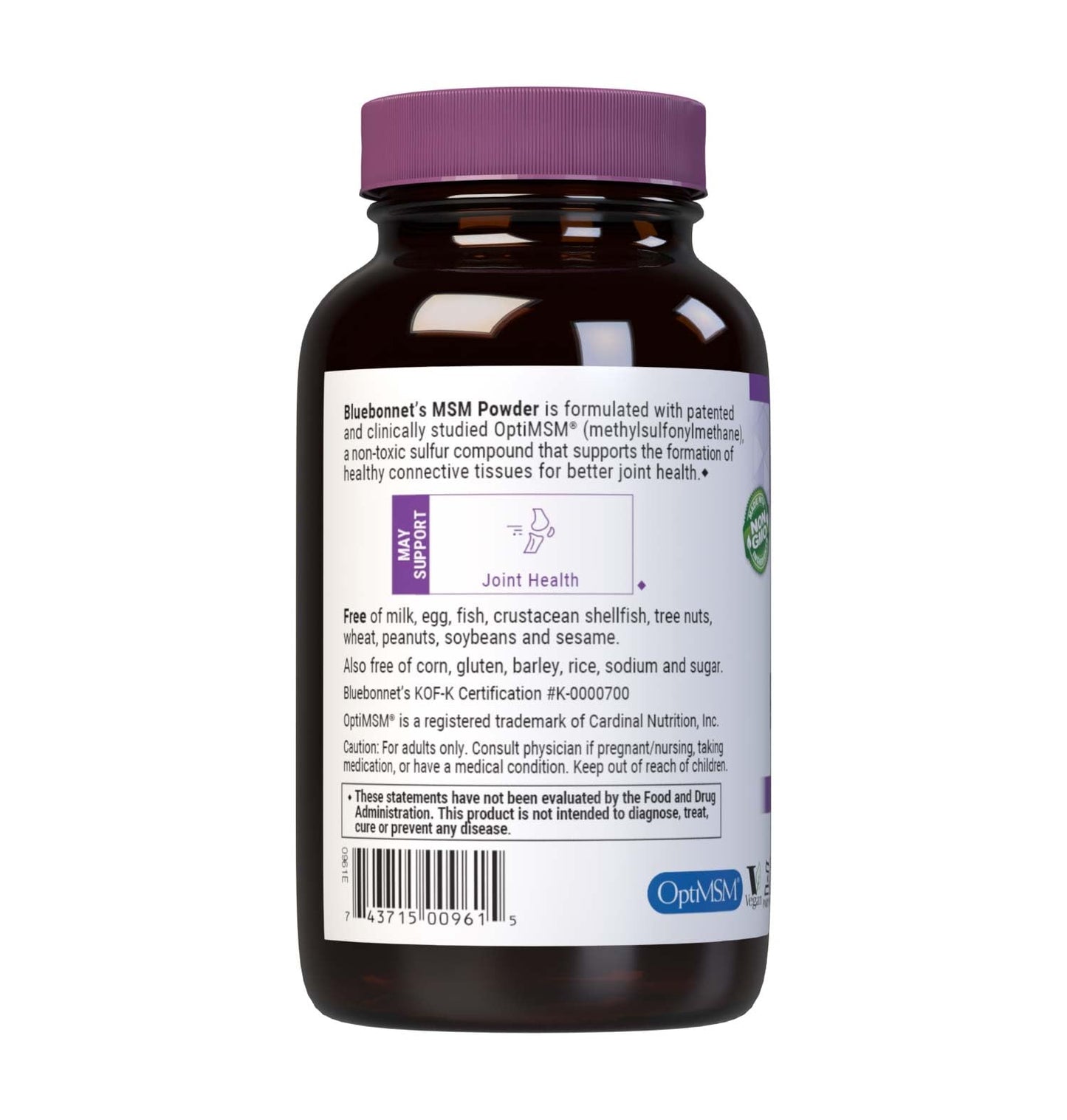 BlueBonnet MSM Powder, 8 oz – 2600 mg OptiMSM for Joint Support