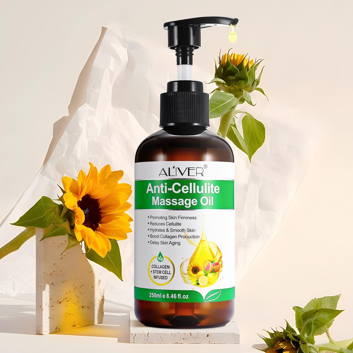 Body Oil Naturals Anti-Cellulite Massage Oil – Skin Tightening & Moisturizing (8.46 fl oz)