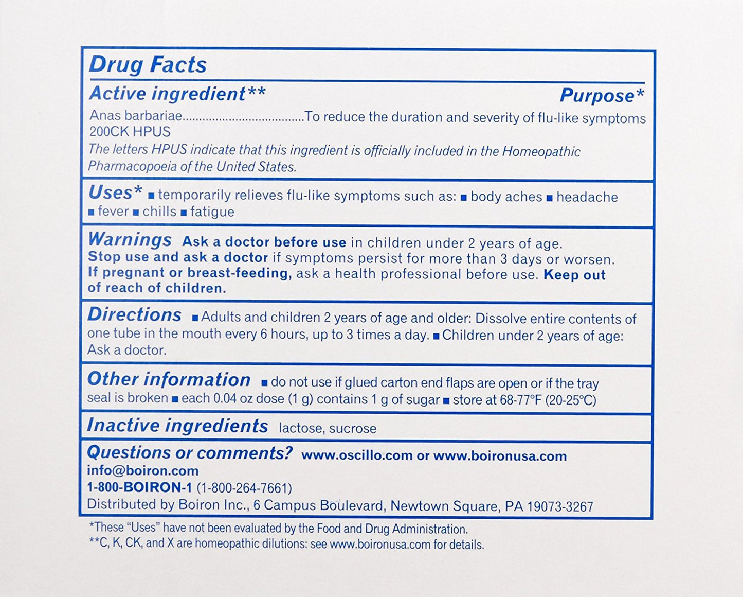Boiron Oscillococcinum 30 Doses - Homeopathic Flu Medicine