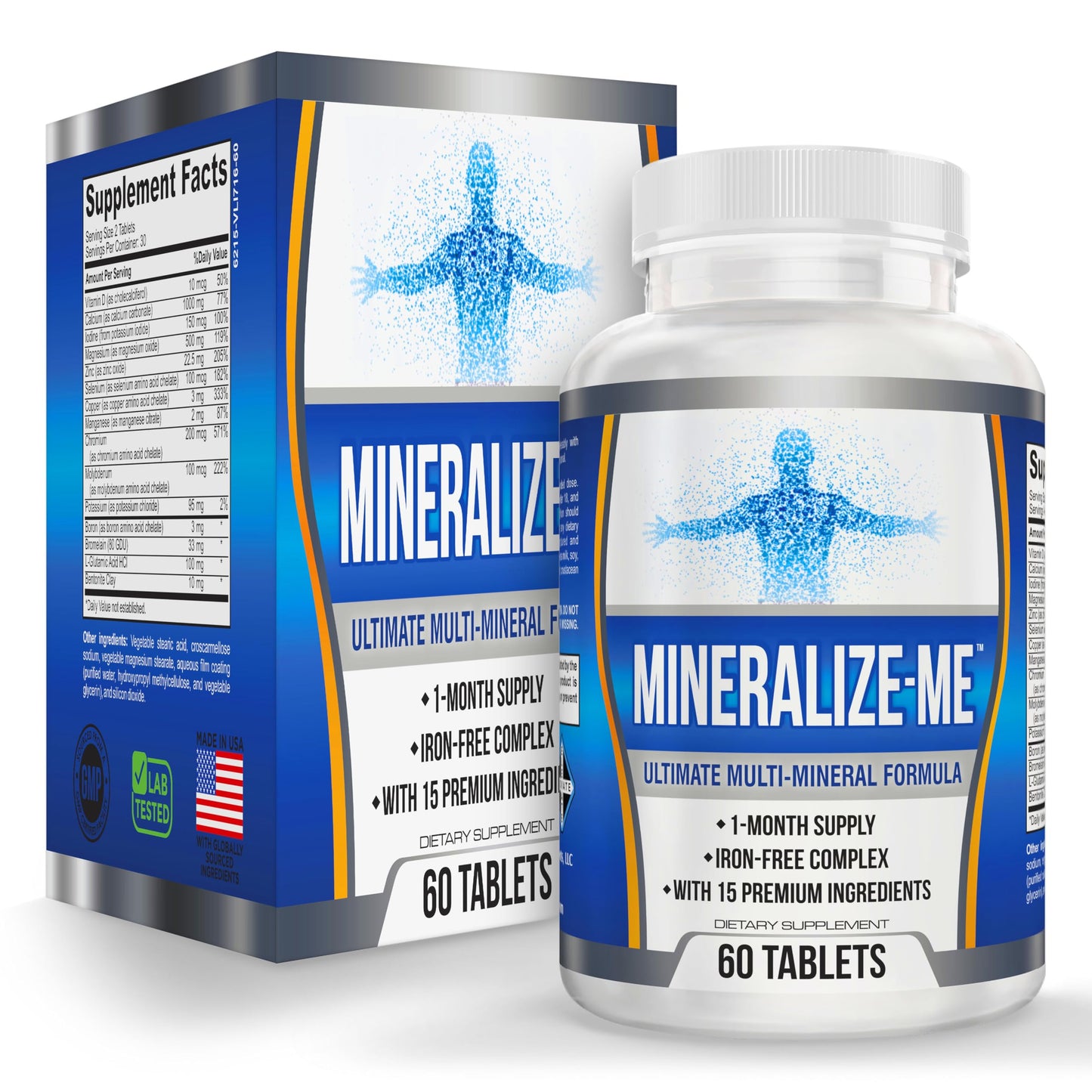 Iron-Free 15-in-1 Multi-Mineral Supplement | High-Potency Minerals | 60 Tablets