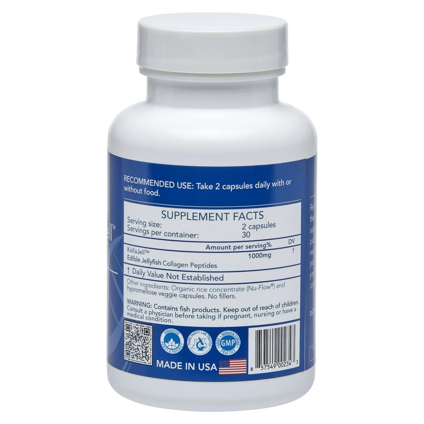 Longevity by Nature: KollaJell Brain Supplement with Collagen Peptides, Memory & Focus, 60 Capsules