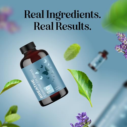 Breathe Essential Oil for Diffuser - Invigorating Eucalyptus Peppermint Tea Tree Mint Blend (4 oz)