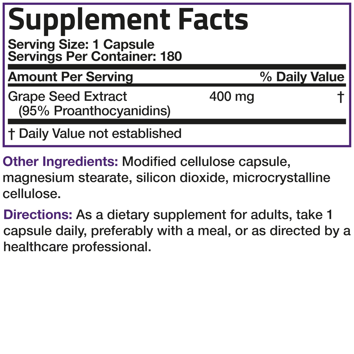 Bronson Grape Seed Extract 400 mg – Antioxidant & Immune Support | 95% Proanthocyanidins | Non-GMO, 180 Vegetarian Capsules
