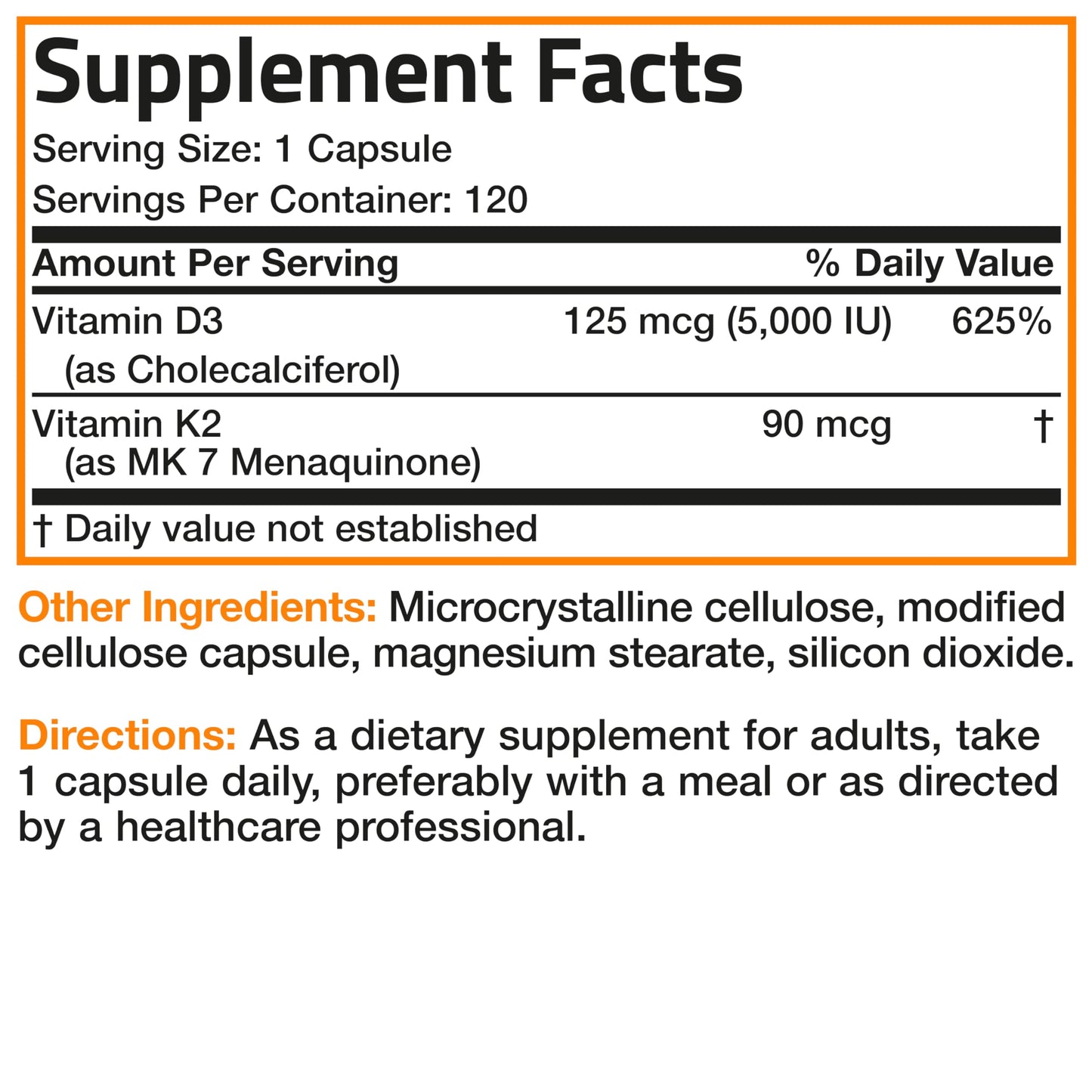 Bronson Vitamin K2 MK-7 with D3 - Non-GMO, 120 Capsules