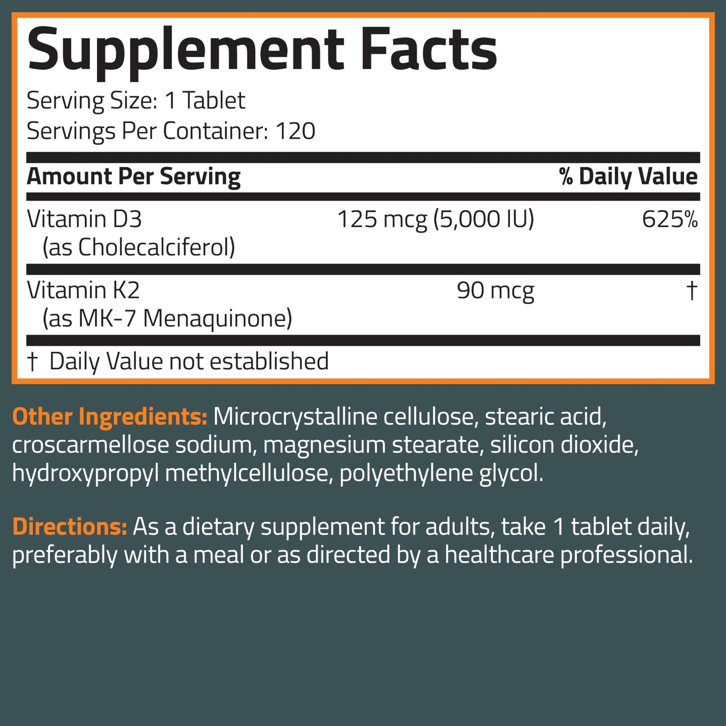 Bronson Vitamin K2 D3 (MK-7) Supplement – Non-GMO, 120 Tablets