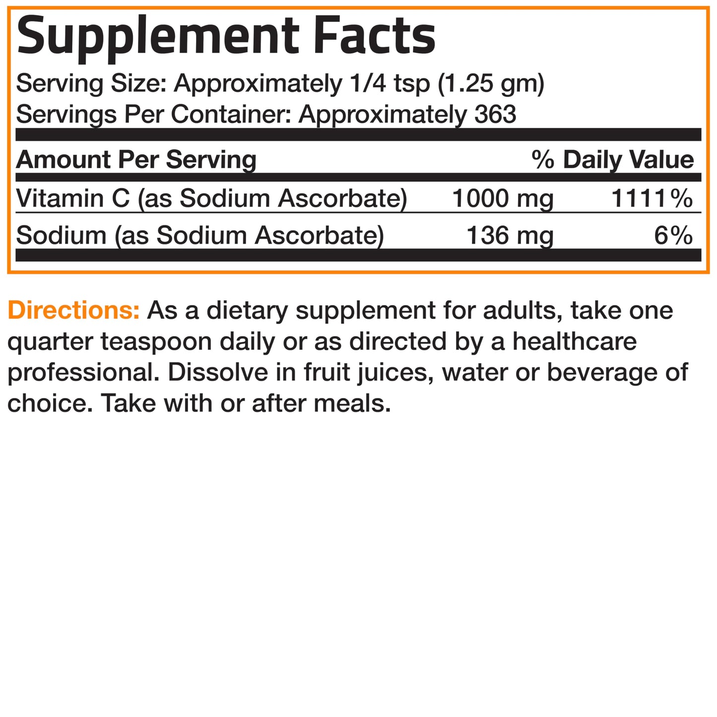 Bronson Non Acidic Vitamin C Powder Sodium Ascorbate – Non-GMO, 1 lb (454 g)