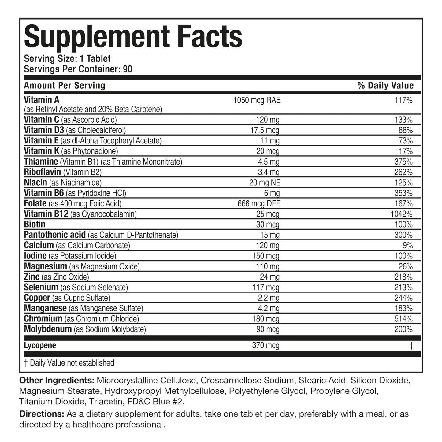 Bronson ONE Daily Men's 50+ Complete Multivitamin & Multimineral – 90 Tablets