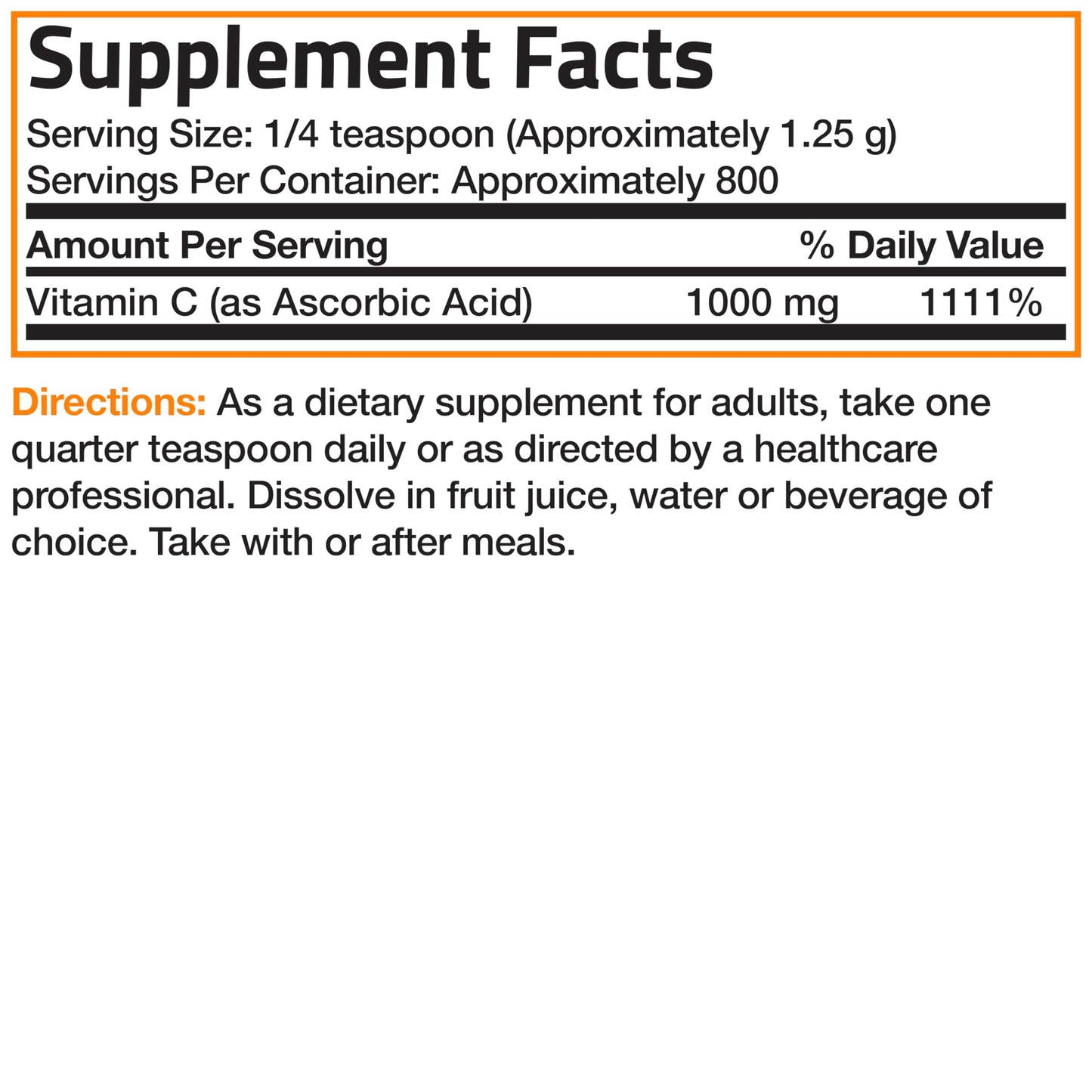 Bronson Vitamin C Powder 1kg – Pure Ascorbic Acid, Non-GMO