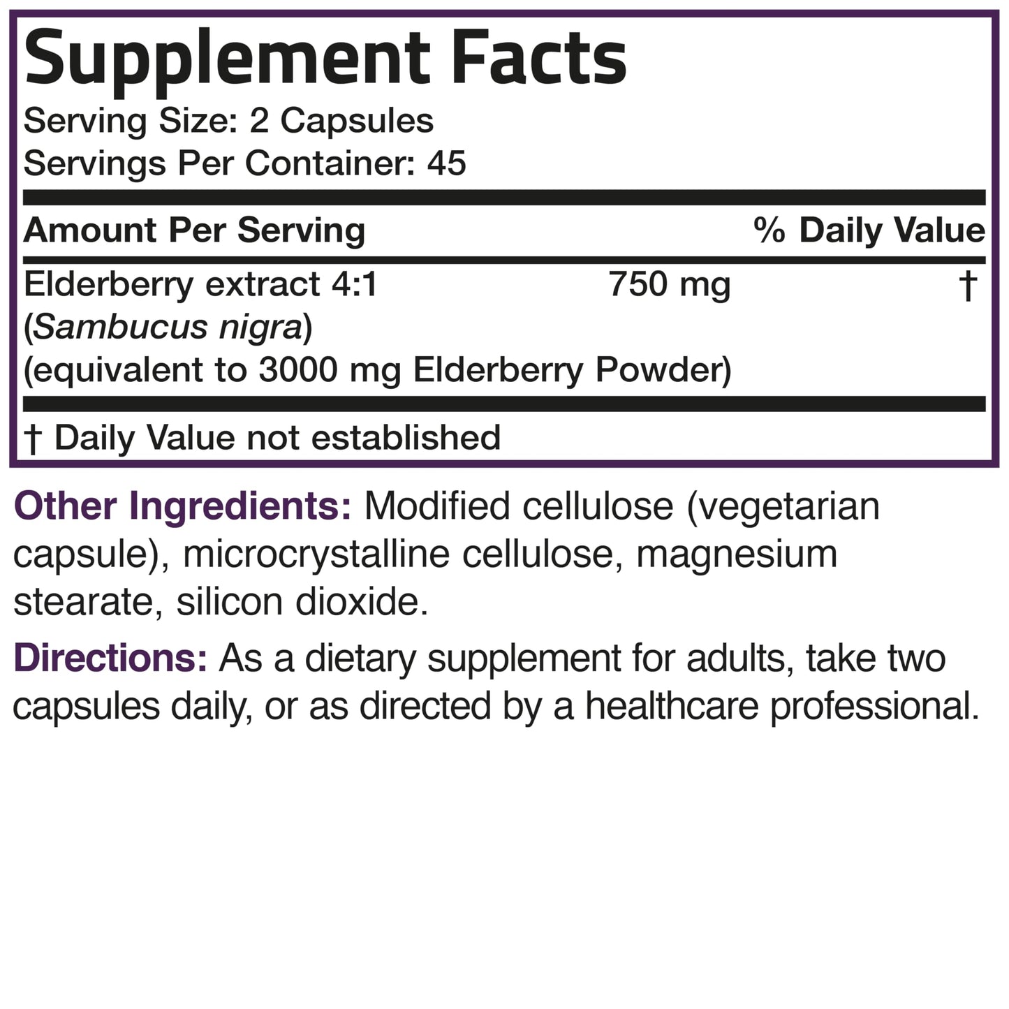 Bronson Elderberry Extra Strength – Immune Support & Antioxidant Protection, 90 Veg Capsules