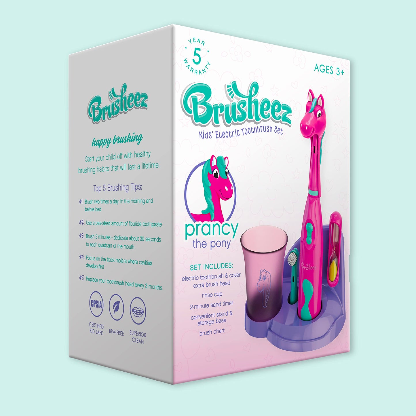 Brusheez Kids' Electric Toothbrush Set (Ages 3+) – Safe, Gentle Bristles