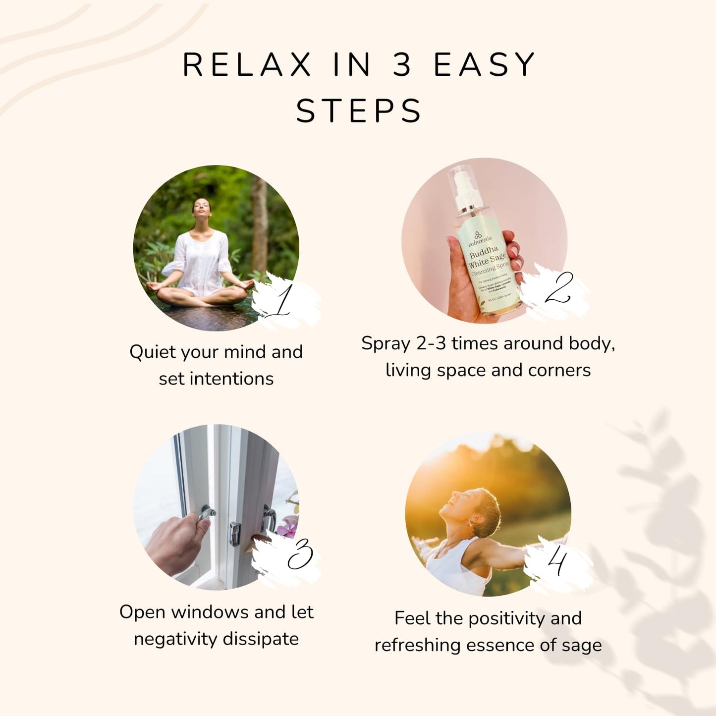 Buddha White Sage Spray Protection - Smudge Spray with Water Blessed by Buddhist Monks (1200+ Sprays) | Sage Spray for Cleansing Negative Energy and Protection | Salvia Blanca para Limpiar (5.6 OZ)