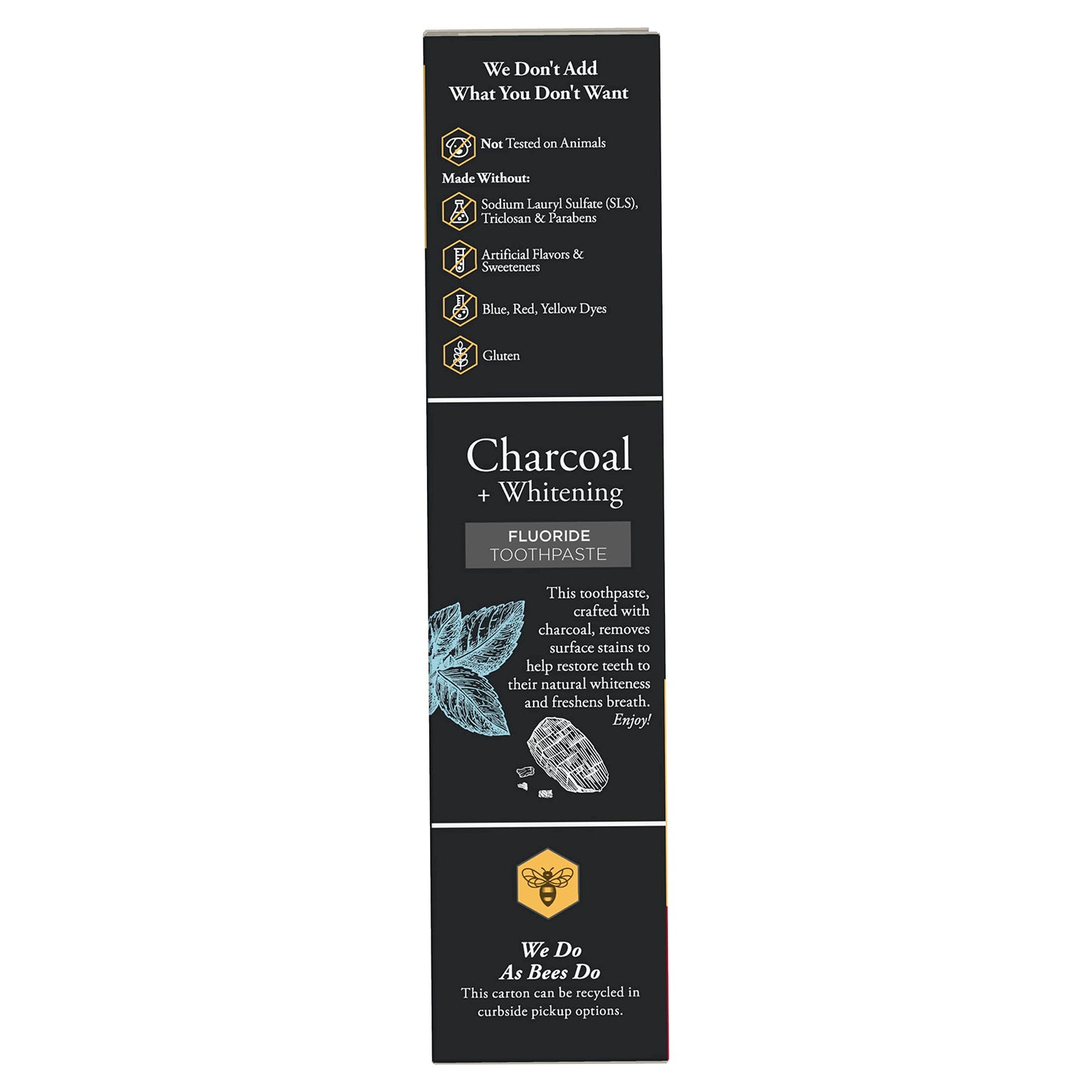 Burt's Bees Charcoal Toothpaste with Fluoride – Mountain Mint, 3 x 4.7 oz (SLS-Free, Not Tested on Animals)